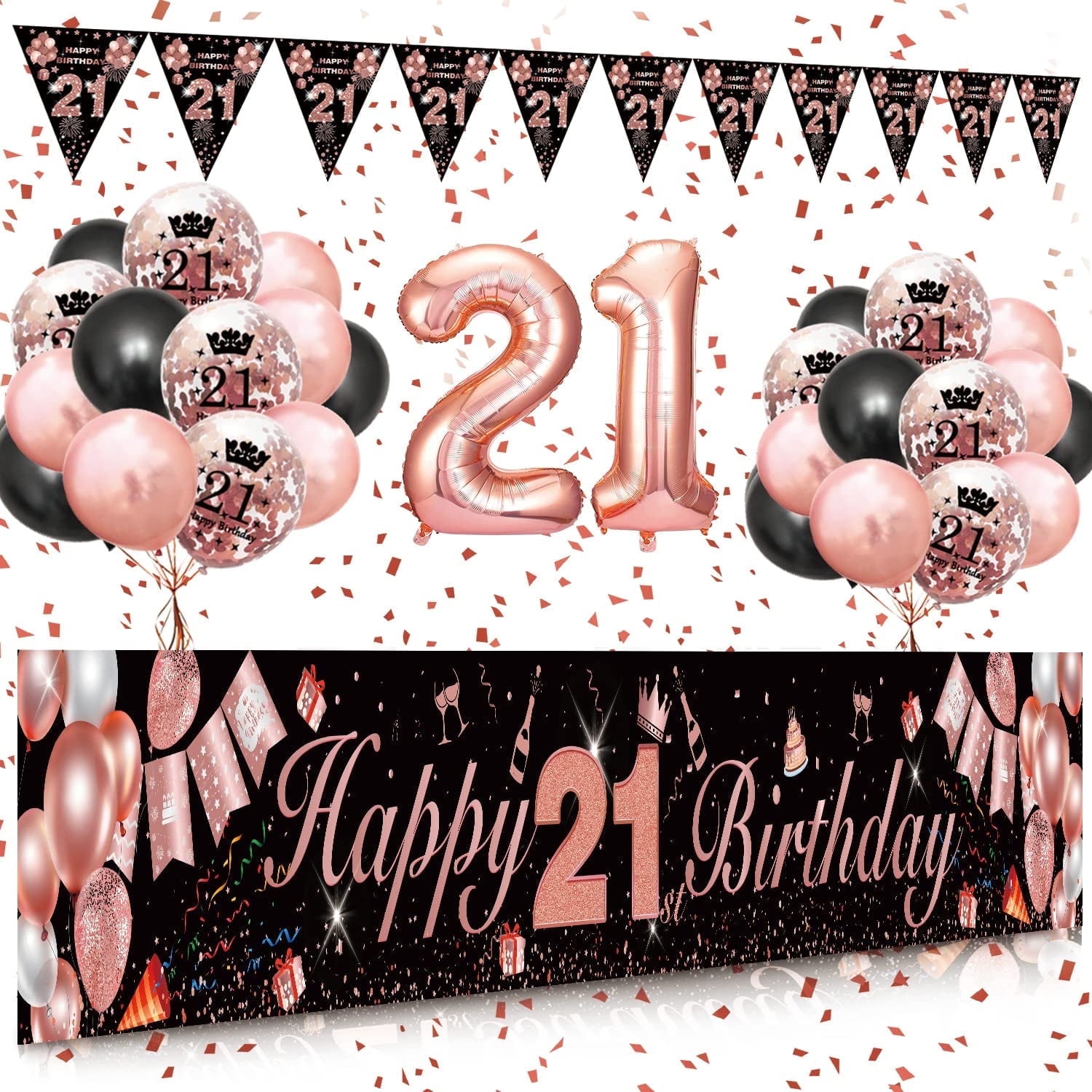 Unique Party Lattice 21° Compleanno Palloncini Misura Confezione 10