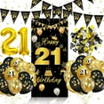 thumbnail image 1 of YANSION 21th Birthday Decorations for Men Women, Black Gold 21th Party Decorations with Banner Flag, Balloons, Confetti, 1 of 7