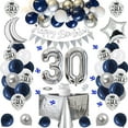 thumbnail image 1 of YANSION 30th Birthday Decorations Men, Happy Birthday Banner, 30 Birthday Balloons Set for Women, Blue and Silver Latex /Foil/Confetti Balloons, Table Decorations, Foil Tablecloth, Cake Topper, 1 of 7