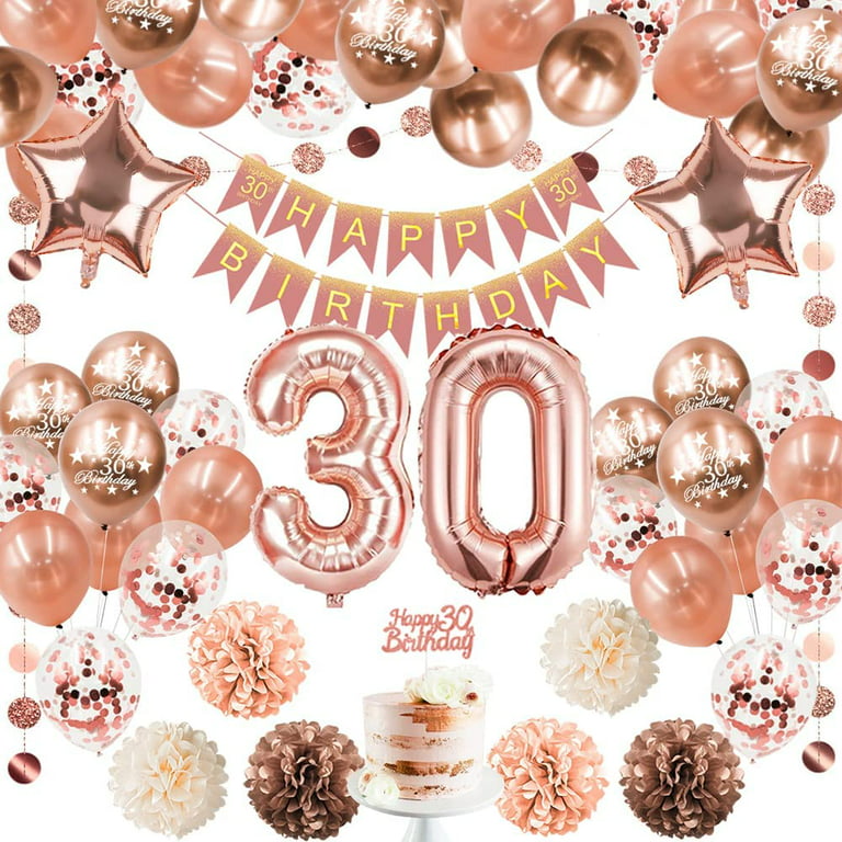 YANSION 30th Birthday Party Decorations Kit - Happy Birthday Banner, 30th  Gold Number Balloons, Gold and Black, Number 30, Perfect 30 Years Old Party  Supplies 