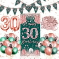 thumbnail image 1 of YANSION 30th Birthday Party Decorations, Green Rose Gold Happy 30th Birthday Banner with 30th Balloons 30th Door Cover Backdrop for Women Birthday Anniversary Party Sign Porch Decor Supplies, 1 of 8