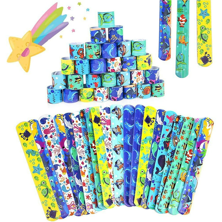 YANSION 36PCS Slap Bracelets Party Favors with Sea Ocean Animal Print  Design Retro Slap Bands for Kids Adults Birthday Classroom Gifts Kids