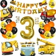 thumbnail image 1 of YANSION 3rd Birthday Decorations for Boy, Construction Birthday Party Supplies Truck Digger Birthday Balloons, Digger Happy Birthday Banner, Excavator Truck Bulldozer for 3 Years Old Birthday, 1 of 7