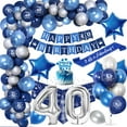 thumbnail image 1 of YANSION 40th Birthday Decorations for Men, Navy Blue Silver 40th Birthday Decorations 40th Happy Birthday Banner, Number 40 Printed Balloons Foil Blue Silver Decor for 40th Birthday Party, 1 of 7