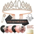 thumbnail image 1 of YANSION 40th Birthday Decorations for Women, Including Birthday Sash, Rose Gold Rhinestone Crown Tiara, Happy 40th Birthday Cake Topper, Black Rose Gold Balloons Set, Sweet Forty Party Decorations, 1 of 8