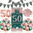 thumbnail image 1 of YANSION 50th Birthday Decorations, Green Rose Gold 50th Party Balloons, Happy Birthday Backdrop Green Rose Gold Sign Poster 50th Anniversary Banner Photo Booth Background for 50th Party Supplies, 1 of 8