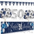 thumbnail image 1 of YANSION 50th Birthday Decorations, Navy Blue Silver 50th Happy Birthday Banner with Balloons, Men 50 Years Old Birthday Backdrop Yard Signs Fifty Birthday Decor Supplies, 1 of 7