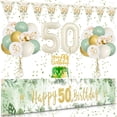 thumbnail image 1 of YANSION 50th Birthday Decorations for Women, Sand White Sage Green Gold 50th Happy Birthday Banner with Balloons, Lady 50 Years Old Birthday Backdrop Yard Signs Fifty Birthday Decor Supplies, 1 of 8