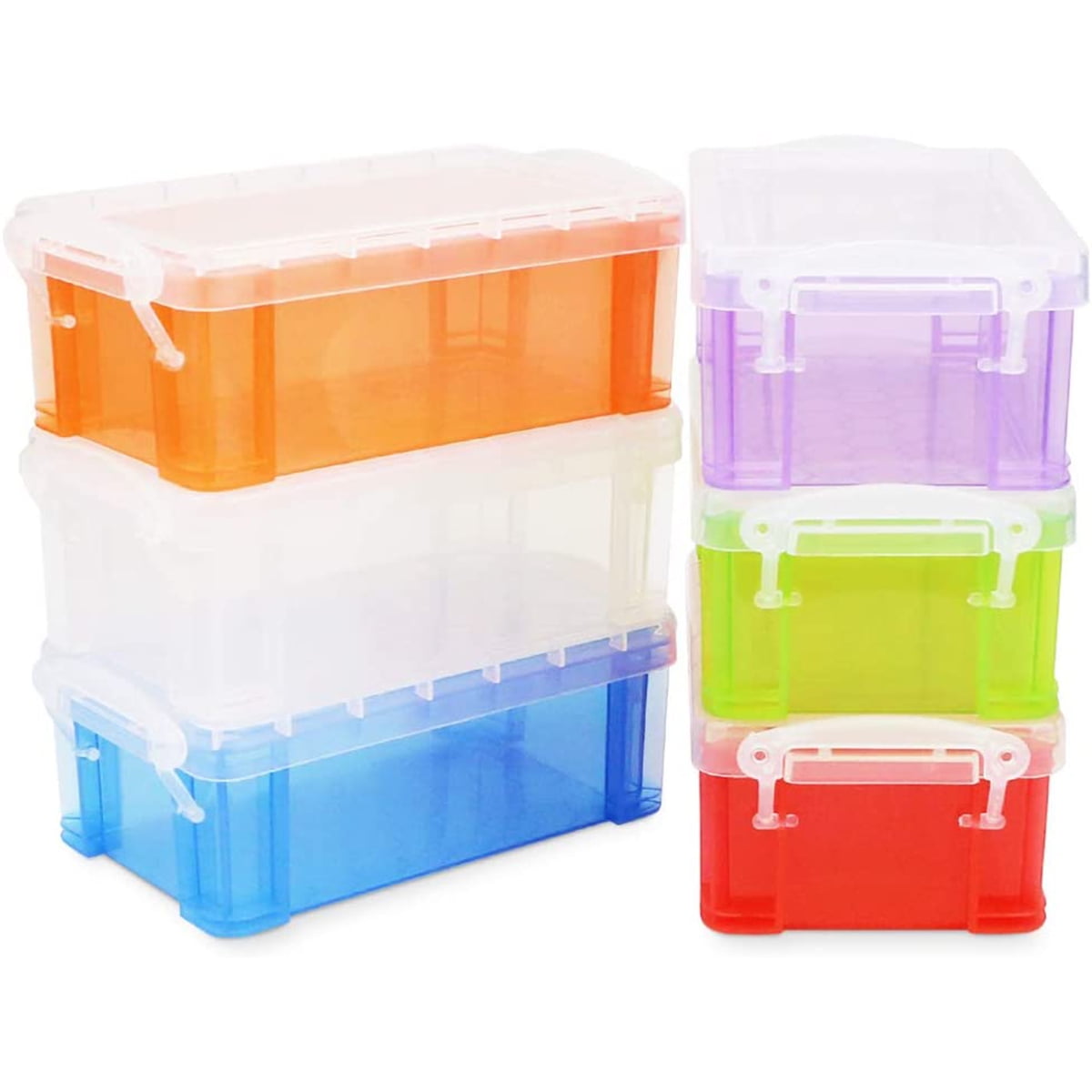 YANSION 6 Pack Small Plastic Box, 5.3x2.3x1.5 Stackable Mini