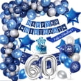 thumbnail image 1 of YANSION 60th Birthday Decorations for Men, Navy Blue Silver 60th Birthday Decorations 60th Happy Birthday Banner, Number 60 Printed Balloons Blue Silver Decor for 60 Year Old Birthday Party, 1 of 7