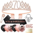 thumbnail image 1 of YANSION 70th Black Rose Gold Birthday Decorations Women, 70th Birthday Crown and Birthday Sash, 70th Birthday Cupcake Topper Confetti Balloons Party Accessories Supplies for Mom/Grandma's Birthday, 1 of 8