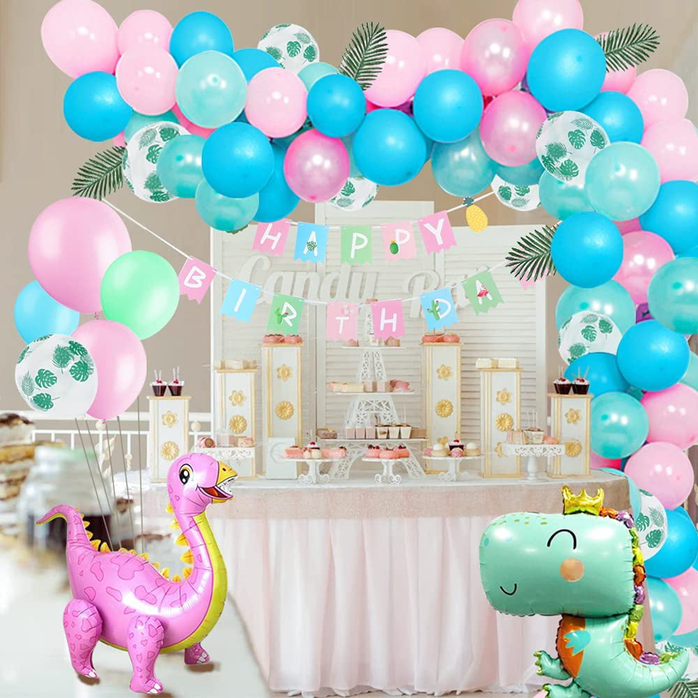 YANSION 76Pcs Girl Dinosaur Birthday Party Supplies, Pink Dinosaur ...