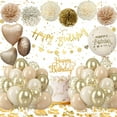 thumbnail image 1 of YANSION Birthday Decorations for Girls Women, Beige Birthday Party Decorations with Birthday Balloons, Happy Birthday Decorations Banner, Peper Pom Poms for Baby Boy Men Birthday Decorations, 1 of 7