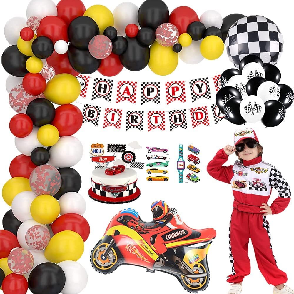 YANSION Boys' Race Car Birthday Party Decor Theme, Kids Banner, Happy