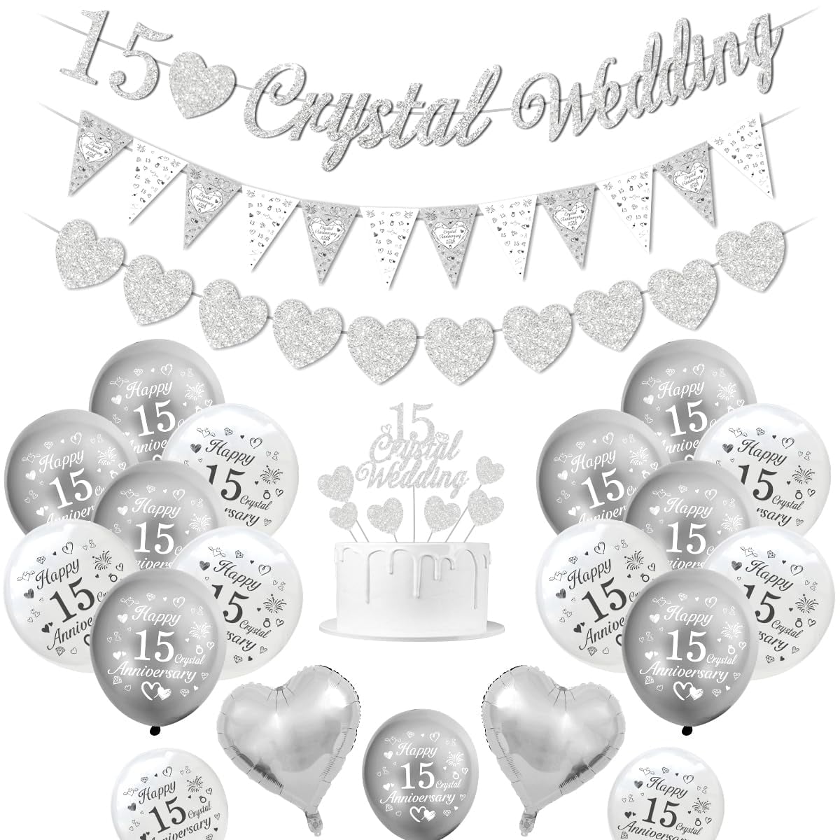 YANSION Crystal Wedding Decorations, 15th Wedding Anniversary ...