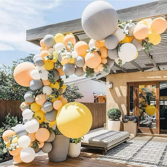 YANSION DIY Balloon Arch Kit Blush Gray Lemon Yellow Balloon Garland Kit, Blush, Lemon Yellow and Gray Balloons Party Decorations for Baby Shower, Bridal Shower, Birthday, Wedding, Grad, Fall Party