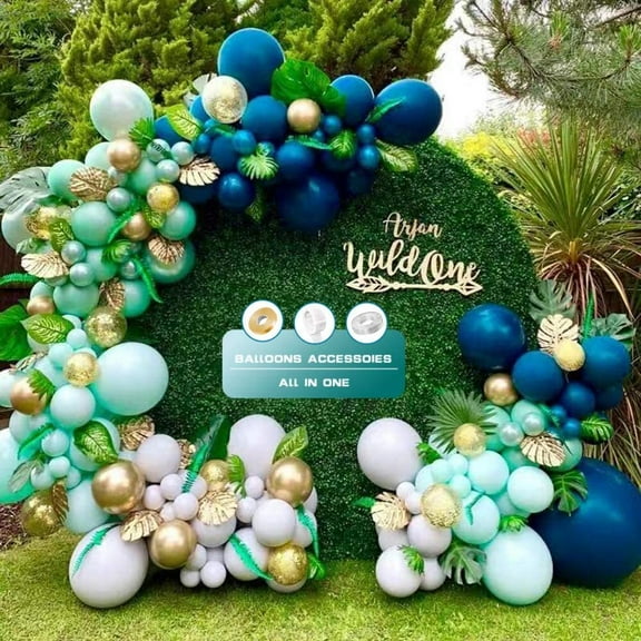 YANSION Double Stuffed Forest Green and Emerald Balloon Garland Arch Kit for Elegant Ladies Birthday Wild One Jungle Baby Shower Bridal Shower Rustic Dinner Party Backdrop Decoration