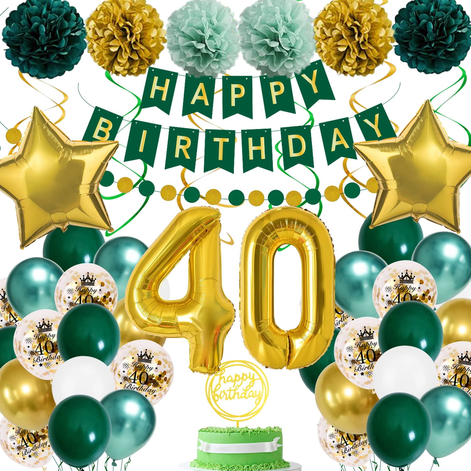 40. Geburtstag Deko-Set – Banner, Pompons, Wirbel In Schwarz & Rose Gold, 26-teilig