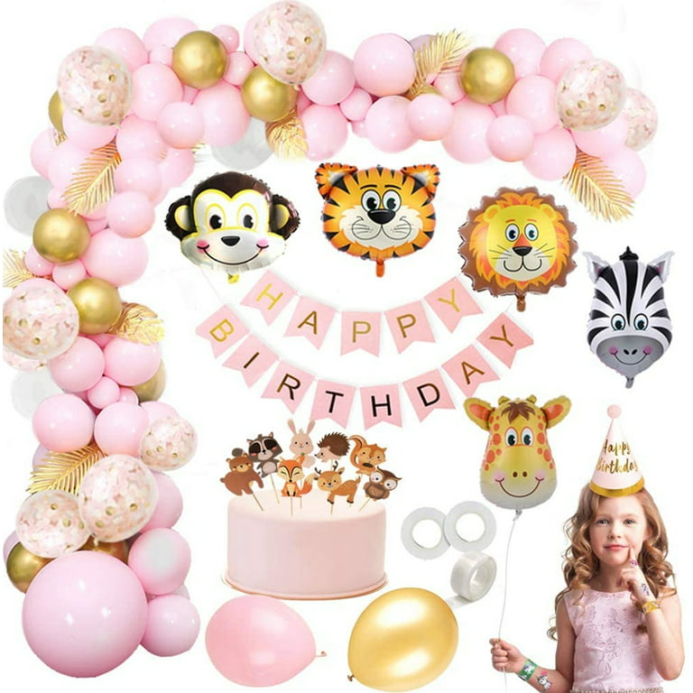 YANSION Pink White Birthday Party Decorations for Girls, 47 Pcs
