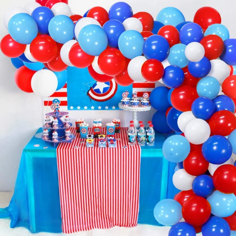 YANSION Red White and Blue Balloon Garland Arch Kit, Royal Light Blue Red White Latex Balloons Patriotic 4th of July Balloon Arch for Boys Men Baseball Birthday Baby Shower Nautical Party Decorations