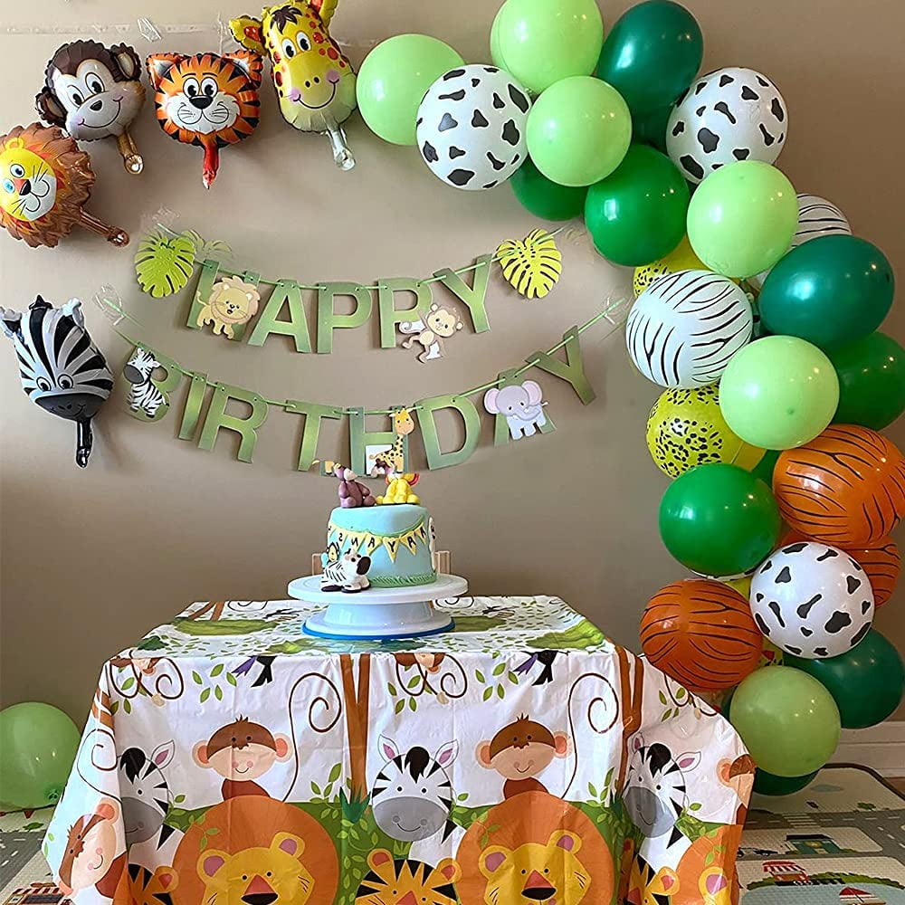 YANSION Wild One Birthday Decoration, Safari Baby First Bday Decor Kit,  Jungle 1st Bday Party Balloon Set