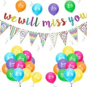 YANSION We Will Miss You Banner Rainbow Party Decorations with Good Luck Balloons Colorful Triangle Flag Banner for Retirement Graduation Leaving Party Going Away Farewell Party