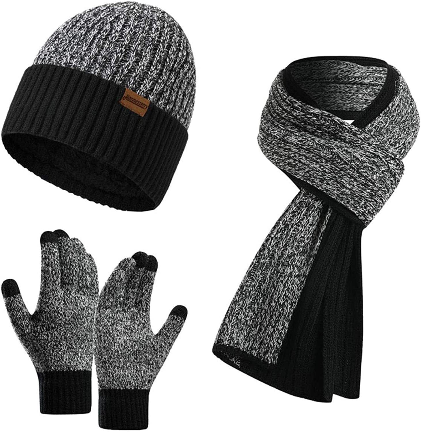 Hat And Gloves Set Women Kawior Winter Beanie, Scarf & Gloves Set – Fleece Lined, Touch Screen, Unisex For Men & Women Fleece Lined Beanie