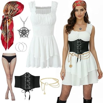 White Costume Pirate Dress for Parties