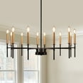 thumbnail image 1 of YANSUN 12-Light Black and Gold Modern Farmhouse Chandelier, Large Candle-Style Hanging Ceiling Light for Kitchen Island Dining Room Over Table, 1 of 7