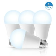 YANSUN 12W Dusk to Dawn Light Bulbs, 1000LM(100W Equivalent), 5000K Daylight, E26 A19 Automatic Sensor LED Bulbs, for Porch Garage Garden Patio, 4-Pack