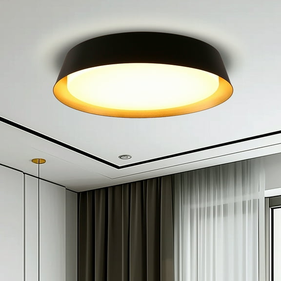 YANSUN 12in. Black and Gold Flush Mount Ceiling Light, 21W 1250LM LED Ceiling Light Fixture 5CCT Dimmable for Bedroom Hallway