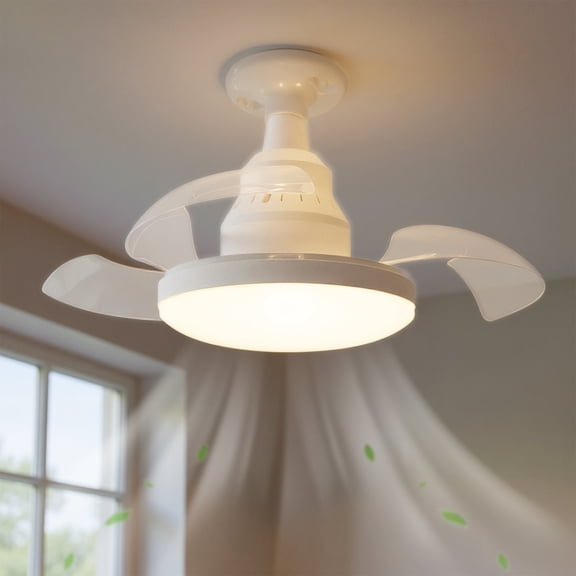 YANSUN  16 in White Round Bladeless Flush Mount Ceiling Fan with Light, Smart APP and Remote Control for Bedroom, Living Room, Office
