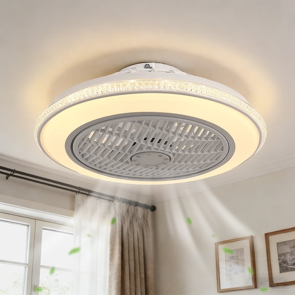 YANSUN 19 in Modern Ceiling Fan Light, Remote Control with Stepless Dimming & Fan Speed, Adjustable Color Temperature (3000K-6500K), Quiet Flush Mount for Bedroom, Living Room, Kitchen