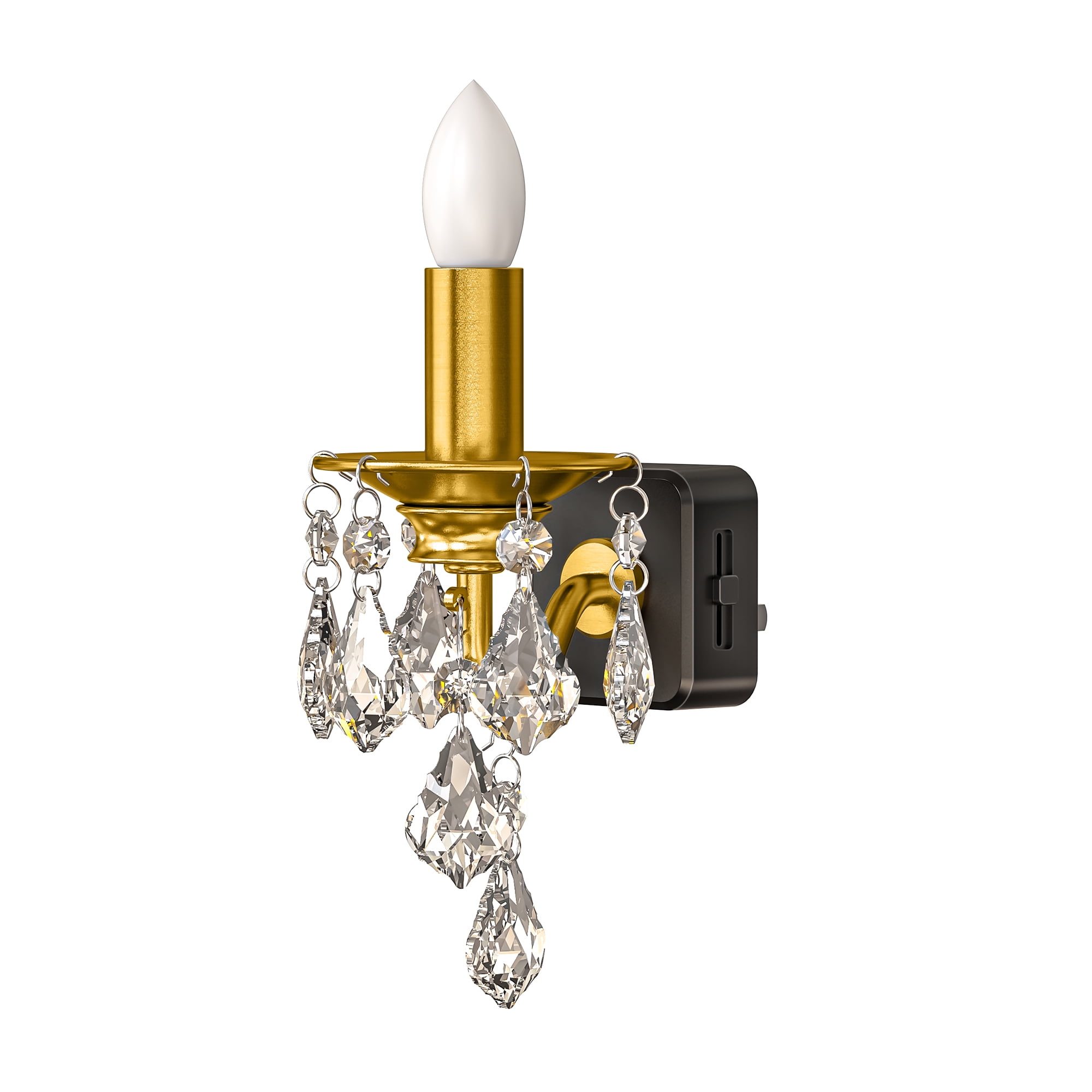 YANSUN 1W Adjustable Amber Plug-in Night Light with Crystal Pendants, Dimming 0-100LM for Bedroom, Hallway