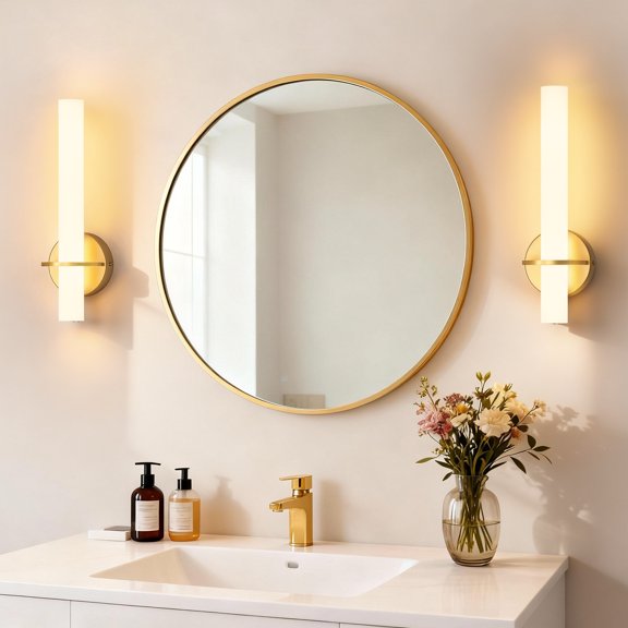 YANSUN 2-Pack 18.1 in LED Wall Sconce, Modern Gold & White Cylinder Design with Adjustable 3 Color Temperatures for Bedroom, Living Room, Hallway