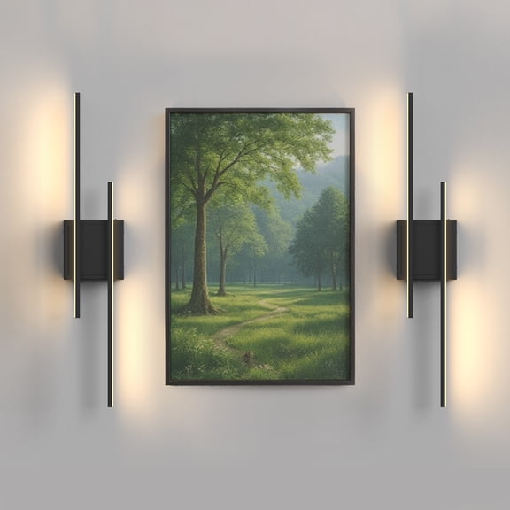 YANSUN 2 Pack 24.4 in Matte Black Wall Sconce, 3000K, Hardwired Modern Linear Double Bar LED Light for Hallway Living Room