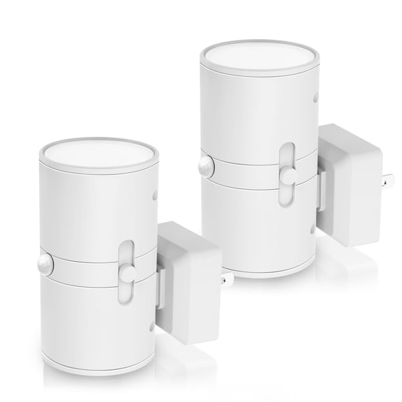 YANSUN 2-Pack Plug-In Motion Sensor Night Light Dimmable Warm White 3000K LED Night Light with ON/OFF/AUTO Modes White Wall Sconce Style