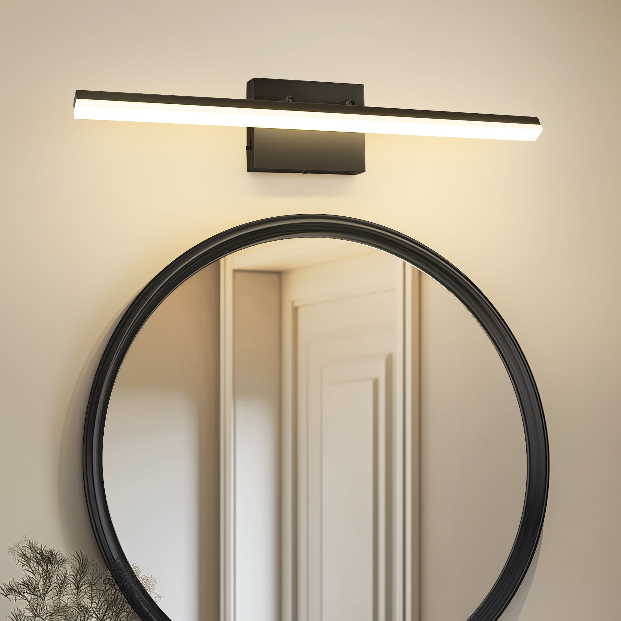 YANSUN 24-Watt 1-Light 23.66 in Wall Sconce Vanity Light in Black, Integrated LED Bathroom Wall Light Bar, Light for Mirror