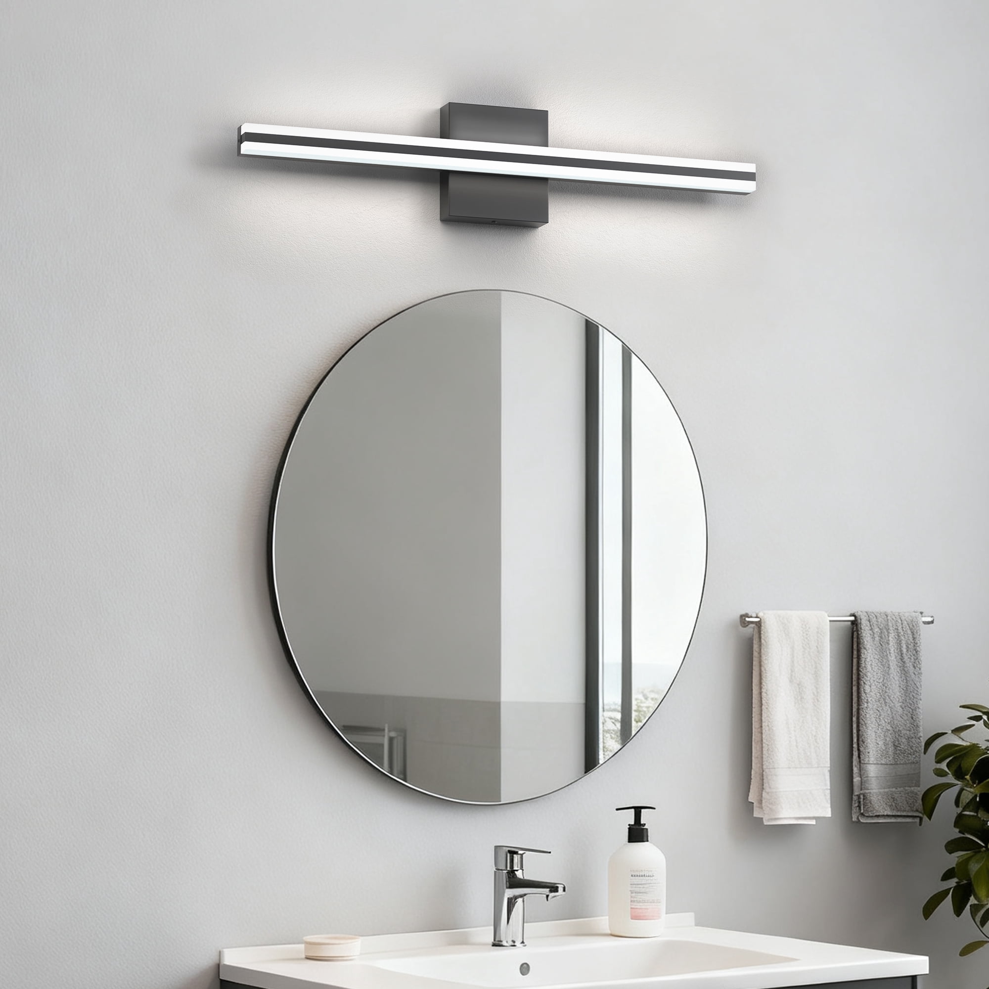 YANSUN 24 in Black Ultra-Thin LED Light Bar, 6000K Daylight for Vanity Table, Bathroom