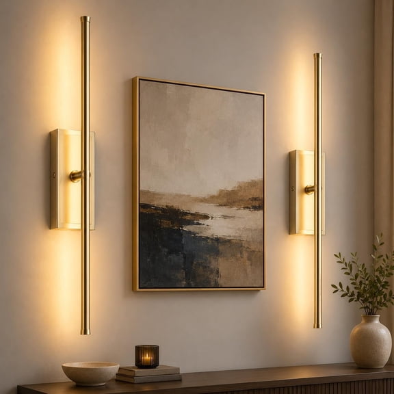 YANSUN 28in 1-Light Battery Operated Wall Sconces with Remote Control, Dimmable Wall Sconces Set of Two, 350Rotate, 3000K LED Nickel Wireless Wall Light for Living Room, Hallway, Bedroom