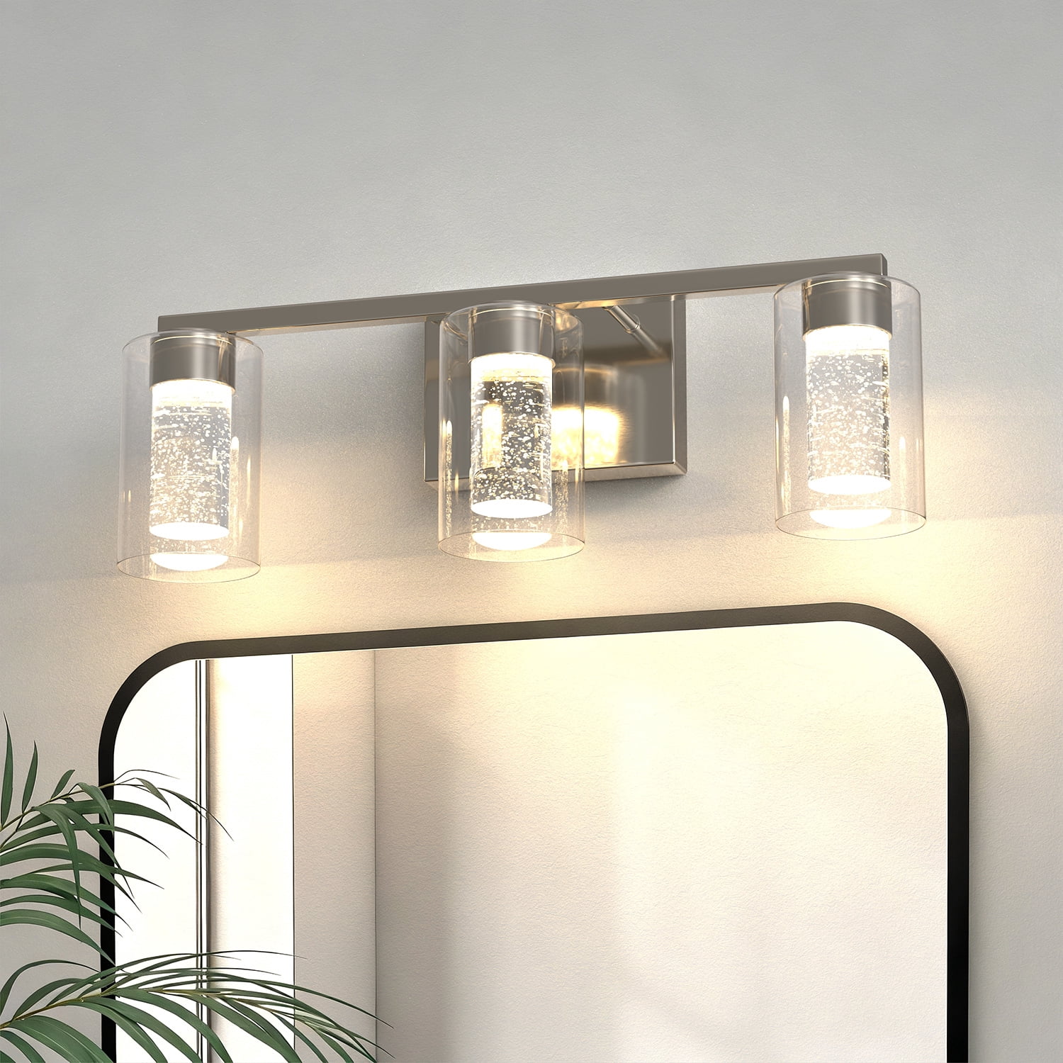 YANSUN 3-Light Bubble Glass Vanity Light with Remote, Dimmable & Color Adjustable for Bathroom living Room