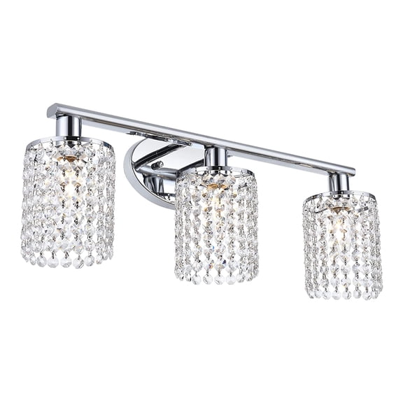 YANSUN 3-Light Chrome LED Vanity Light with Crystal Glass Shades