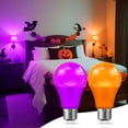 thumbnail image 1 of YANSUN A19 LED Lighting Bulbs, 60W Equivalent,9W 800 Lumens,E26 Base,Non-Dimmable Themed Activities & Halloween Home Decor Orange Purple, Indoor Outdoor Use, 4 Pack, 1 of 6
