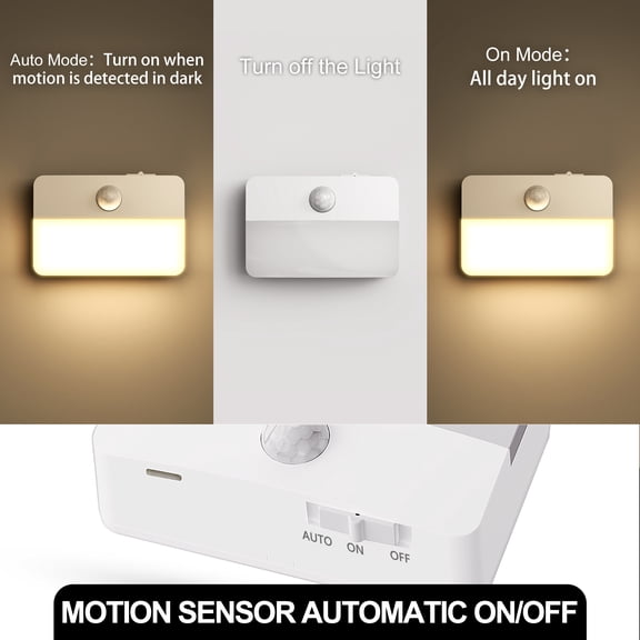 YANSUN 4-Pack Motion Sensor Night Lights, Cordless Rechargeable Magnetic Night Light with 3M Tape, Portable Warm White Light for Bedroom, Hallway, Stairs, Closet