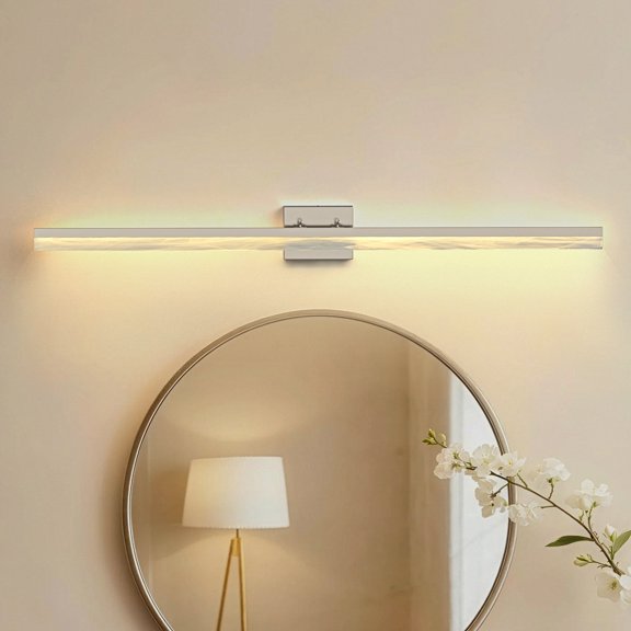 YANSUN 48 in Brushed Nickel LED Vanity Light, 32W Dimmable Modern Bathroom Mirror Light with Adjustable Color Temperature (3000K-4000K-5000K)