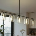 thumbnail image 1 of YANSUN 53.1 in 5-Light Black Linear Kitchen Island Pendant Light, Modern Chandelier with Clear Glass Shades, for Dining Room, Living Room, Kitchen, 1 of 8