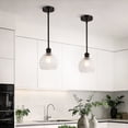 thumbnail image 1 of YANSUN 6.2 in 2-Pack Metta  Black Pendant Light with Textured Glass Shade & Adjustable Height, E26 Bulb Base for Dining Room, Kitchen Island, Living Room, 1 of 7