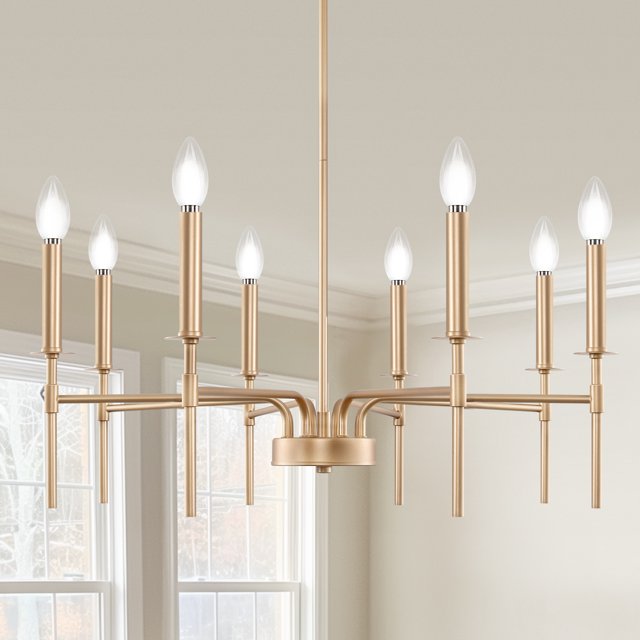 YANSUN 8Light Gold Chandelier, Modern Chandelier for Dining Room Over