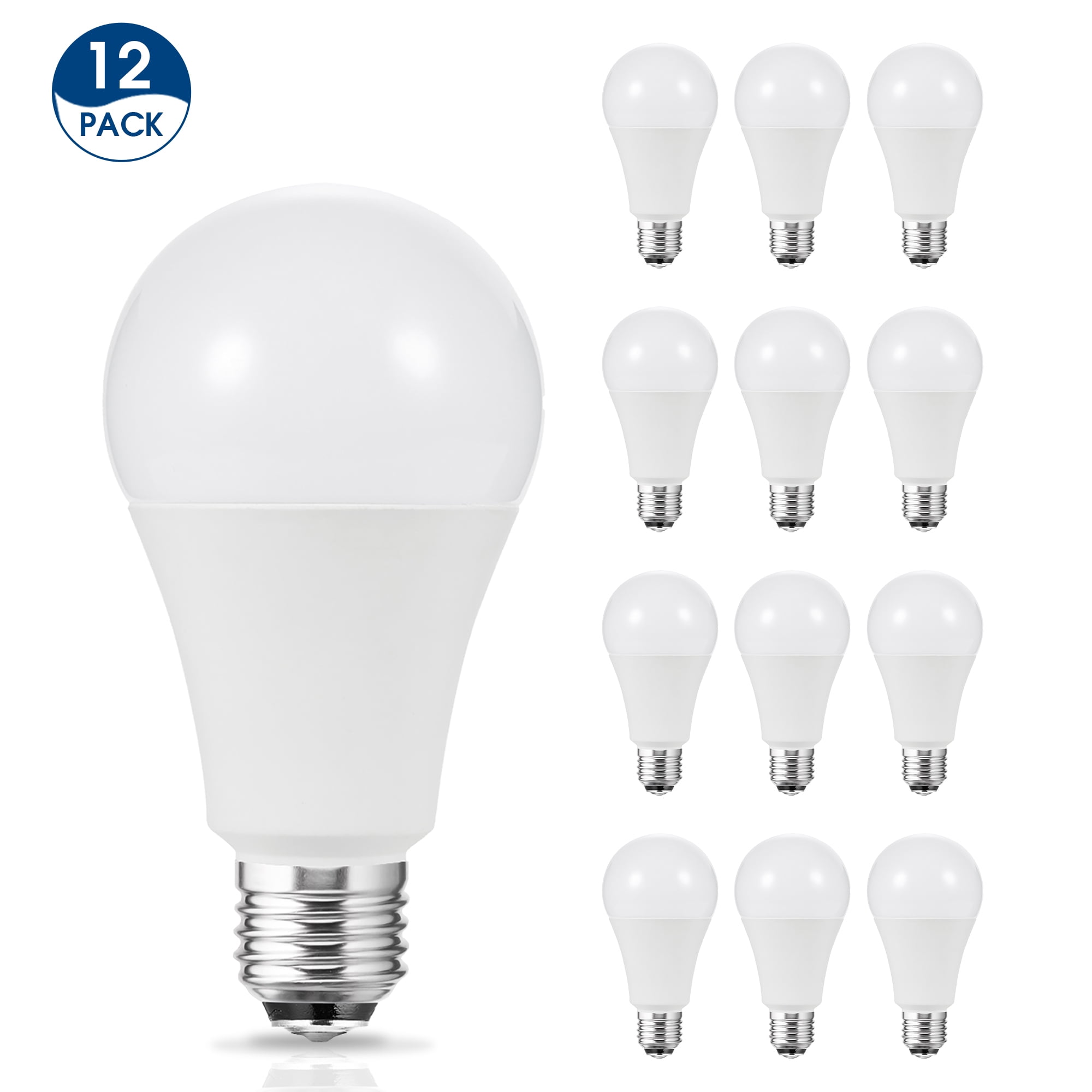 YANSUN A21 LED Light Bulb, 50-100-150WEquivalent, 18W LED Bulb, 2700K-4000K-6000K, 800/1000/1800LM, E26 Medium Screw Base, LED Lamp, Home Decor Lights, Not-Dimmable, (Pack of 12)