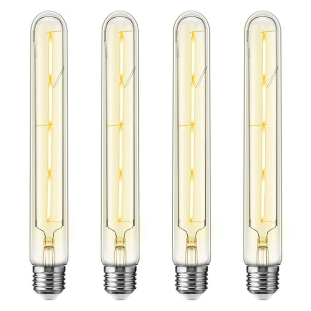 YANSUN Edison T30 LED Tubular Bulb 8.58 Inch Vintage Filament Design 4W 40W Equivalent Warm White 2700K Dimmable E26 Base 4 Pack
